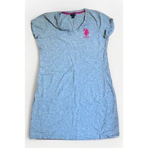 Vintage US Polo size medium T Shirt Dress Gray Pink Logo Medium Y2K